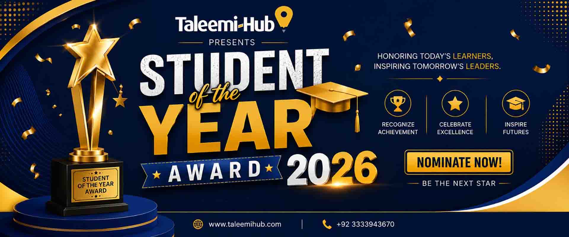 student of the year award 2026 horizontal banner